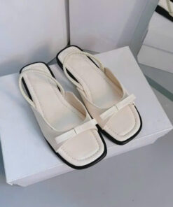 Sandal nữ mũi vuông quai nơ thun bện thời trang